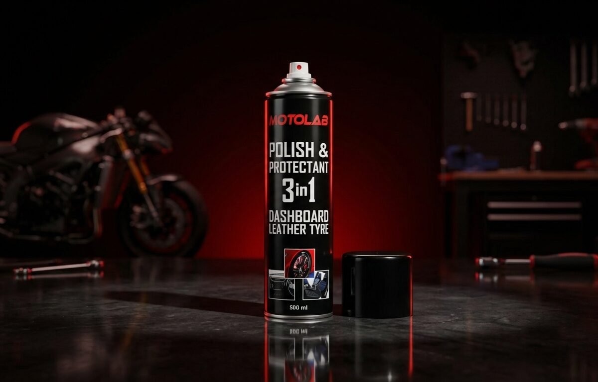 motolab polish & protectant 3 in 1 dashboard, leather & tyre spray – 500ml