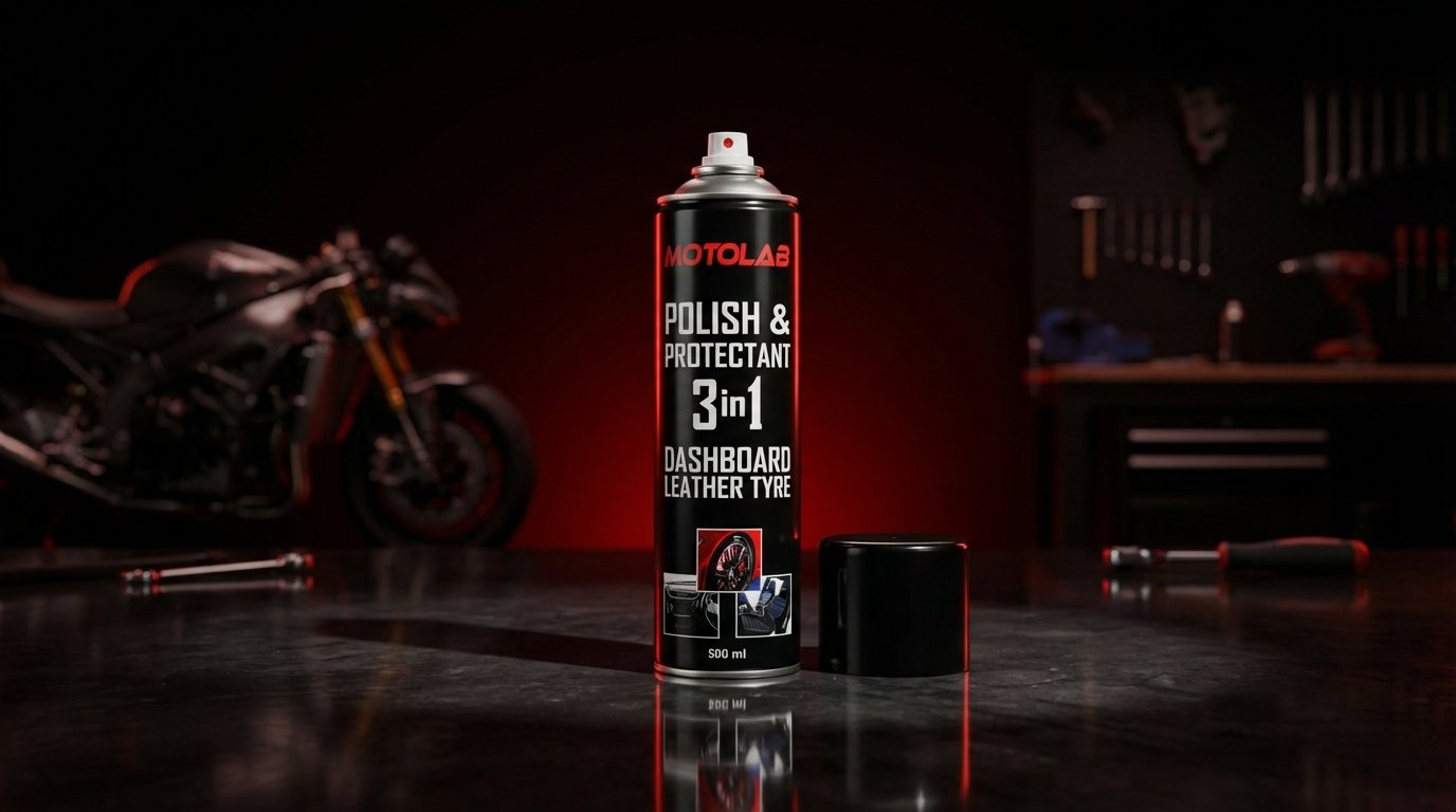motolab polish & protectant 3 in 1 dashboard, leather & tyre spray – 500ml