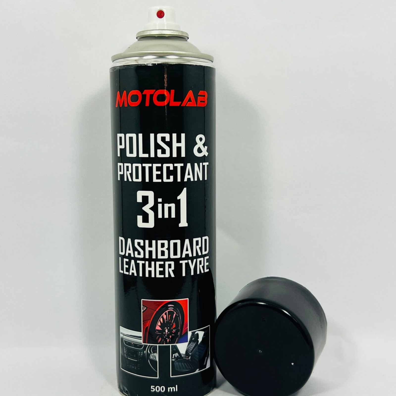 motolab polish & protectant 3 in 1 dashboard, leather & tyre spray – 500ml