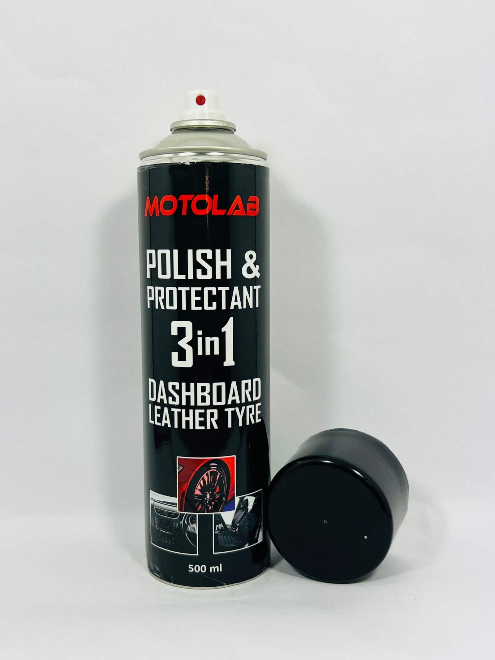motolab polish & protectant 3 in 1 dashboard, leather & tyre spray – 500ml