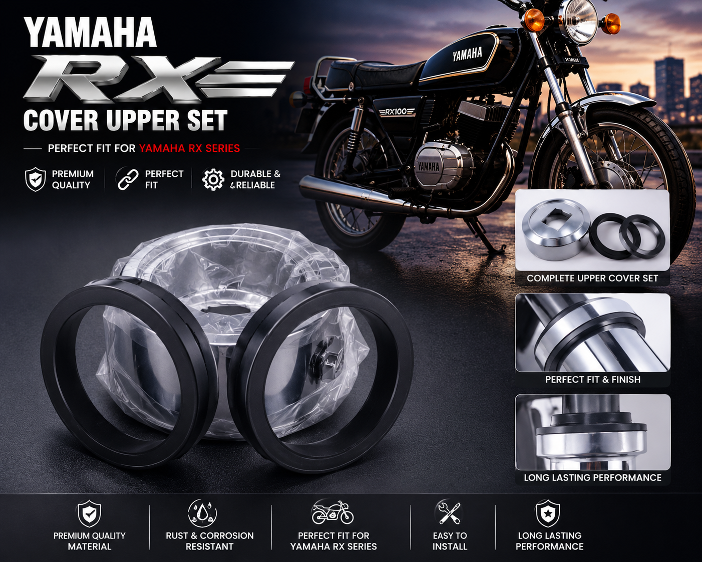 motolab yamaha cover upper set compatible with rx100, rx135, rx z & rx 5 speed
