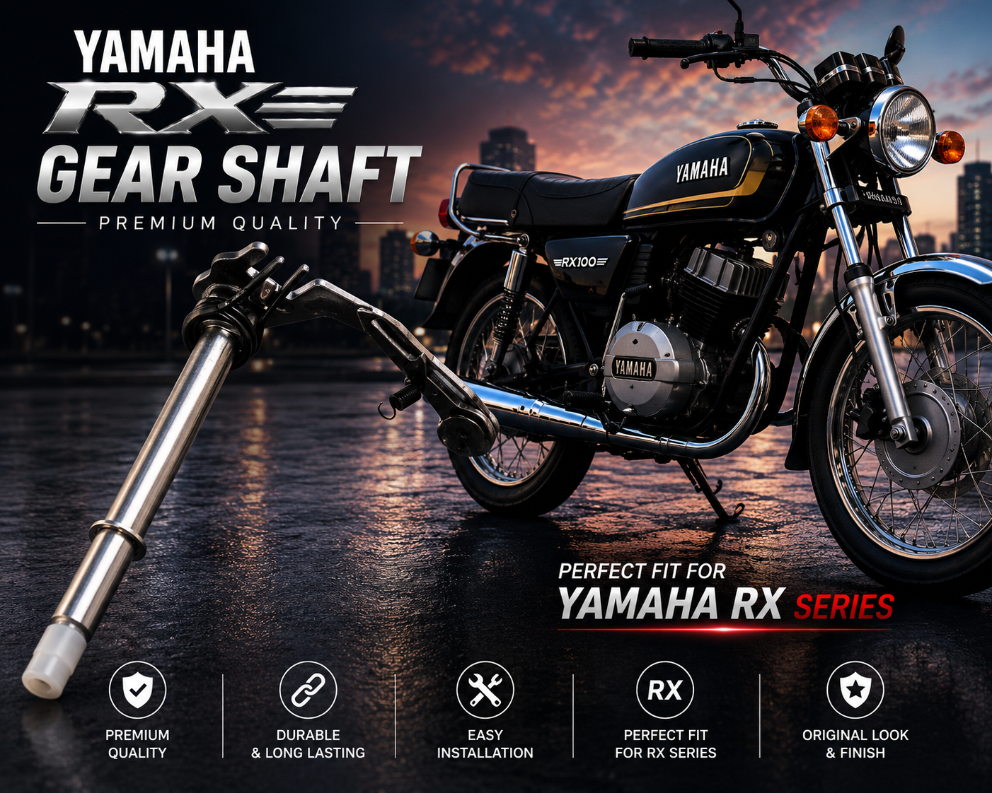 motolab yamaha gear shaft compatible with rx100, rx135, rx z & rx 5 speed motolab yamaha gear shaft compatible with rx100, rx135, rx z & rx 5 speed